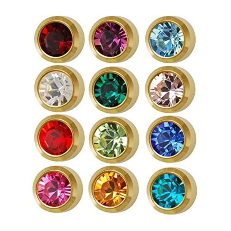 Caflon Surgical Steel 4mm Ear Piercing Studs, 12 Pair Mixed Colors - Image 1
